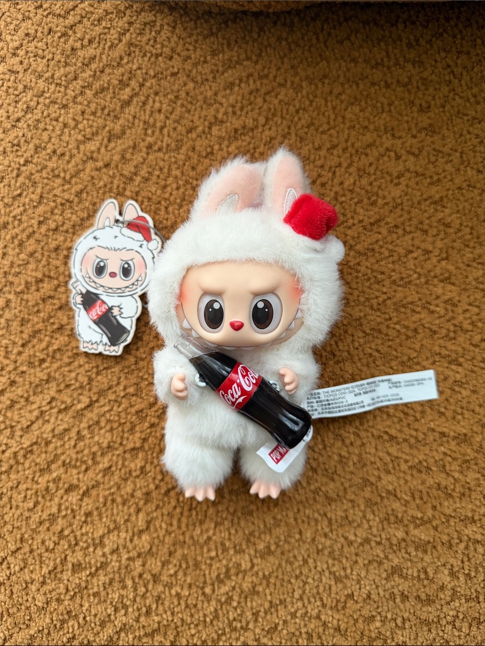 Coca Cola Plush Labubu Doll in White with Red Accent